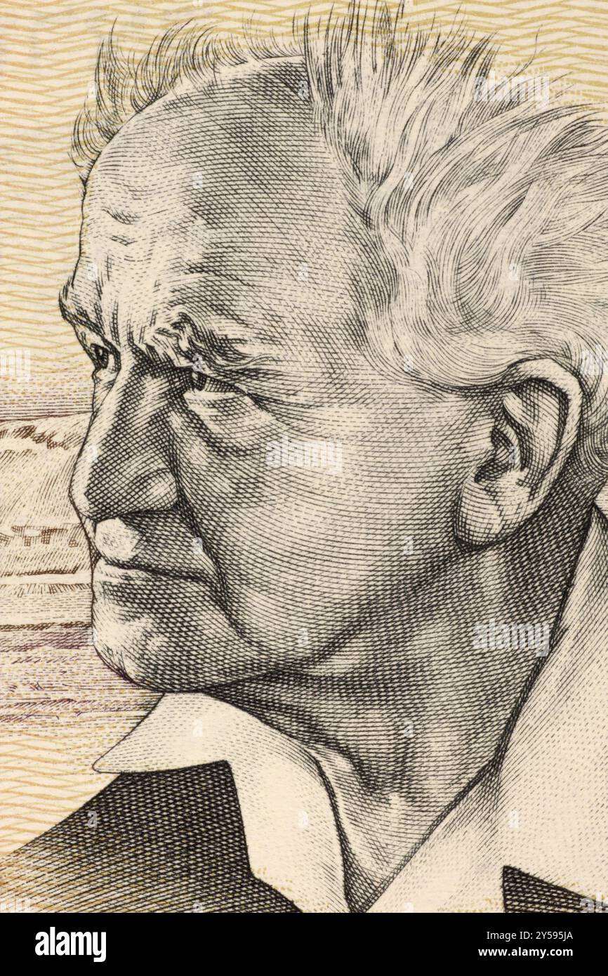 David Ben Gurion (1886-1973) on 50 Sheqalim 1978 Banknote from Israel. Founder and first Prime Minister of Israel Stock Photo