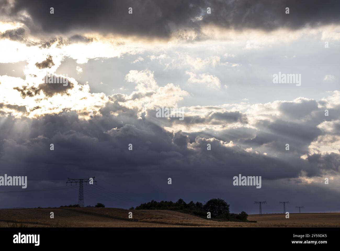 Overhead high-voltage line Stock Photo