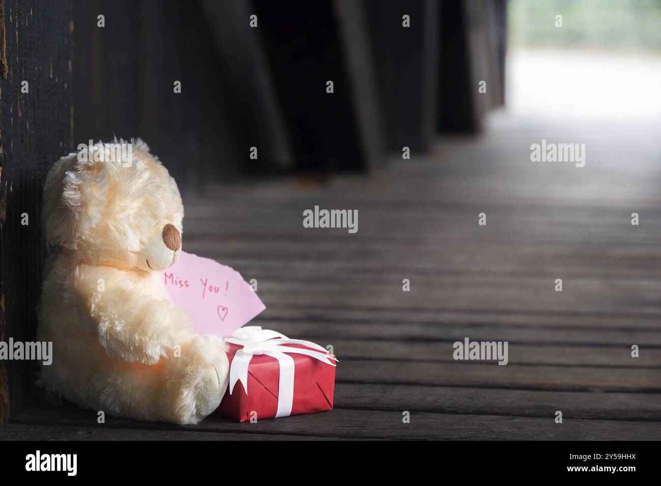 Valentine day theme image with a cute stuffed bear toy holding a pink ...