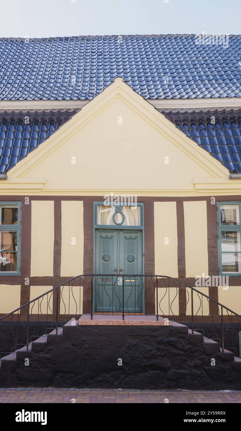 Old house with stairs in Rudkobing, Langeland, Denmark, Europe Stock ...