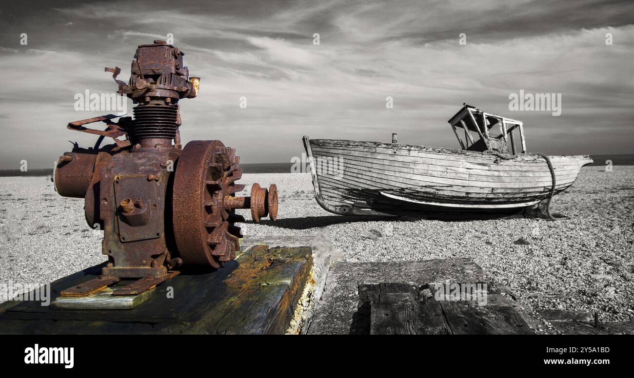 Winching Boats No More, Dungeness, Kent Stock Photo