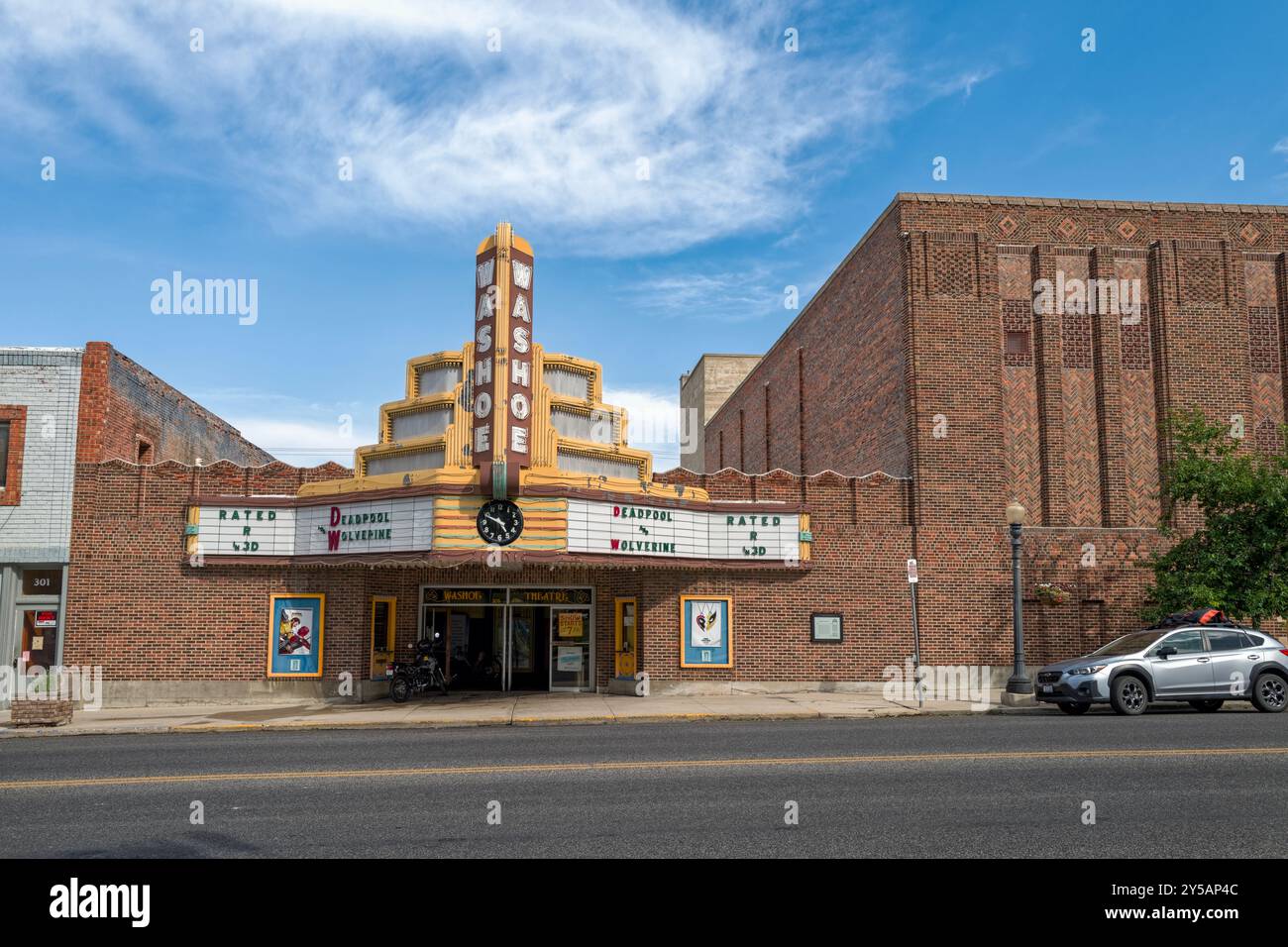 The front of the historic Washoe movie theater in Anaconda,