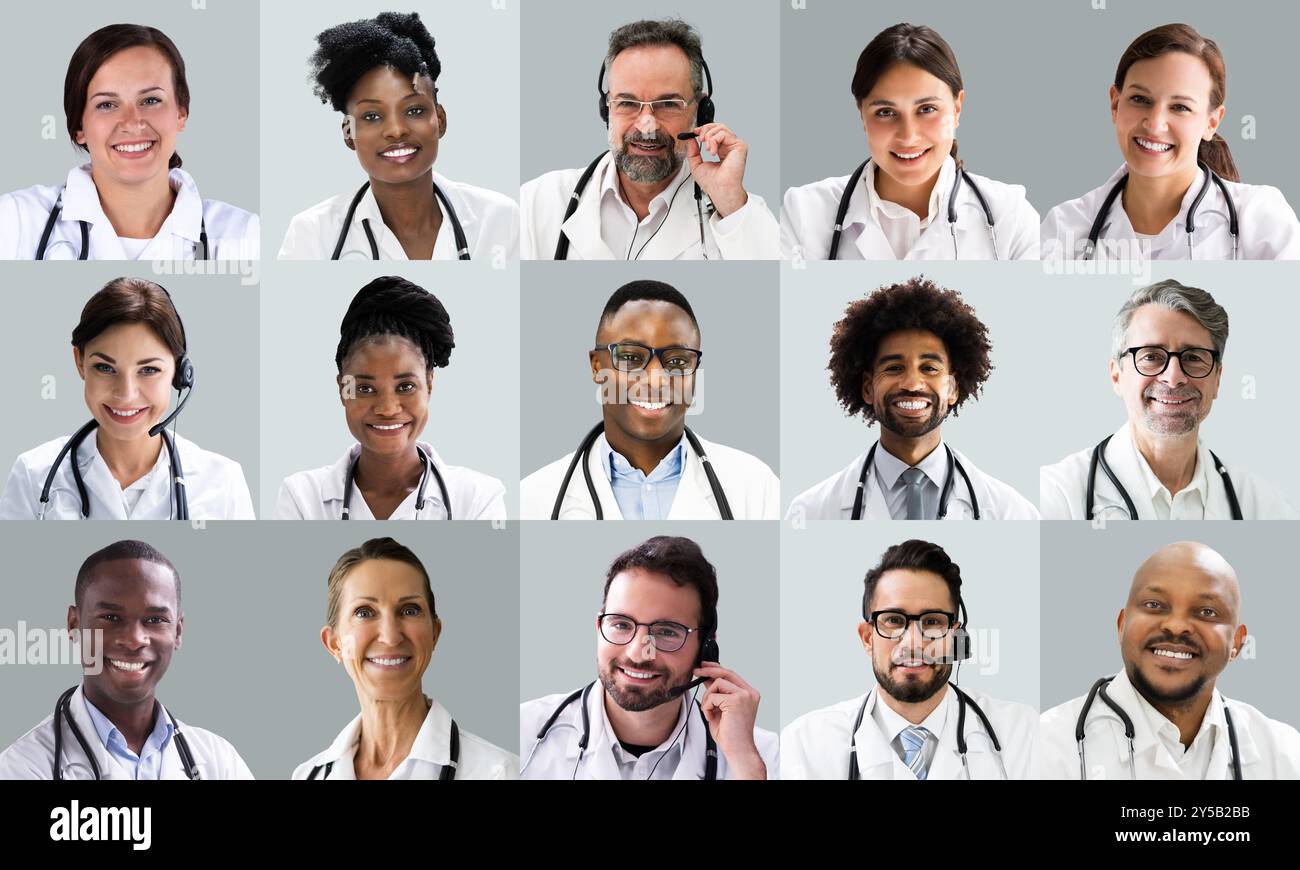 Diverse Doctor Faces Photo Collage. Multiethnic Group Stock Photo - Alamy