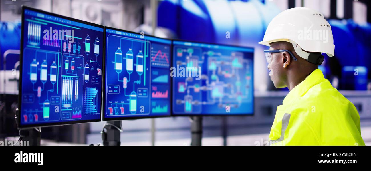 Engineer Operator Using Scada System At Industrial Plant Stock Photo ...