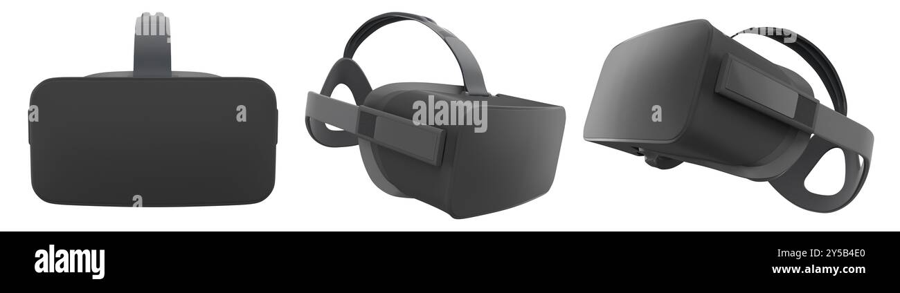 Virtual reality glasses and headset isolated on white background with ...