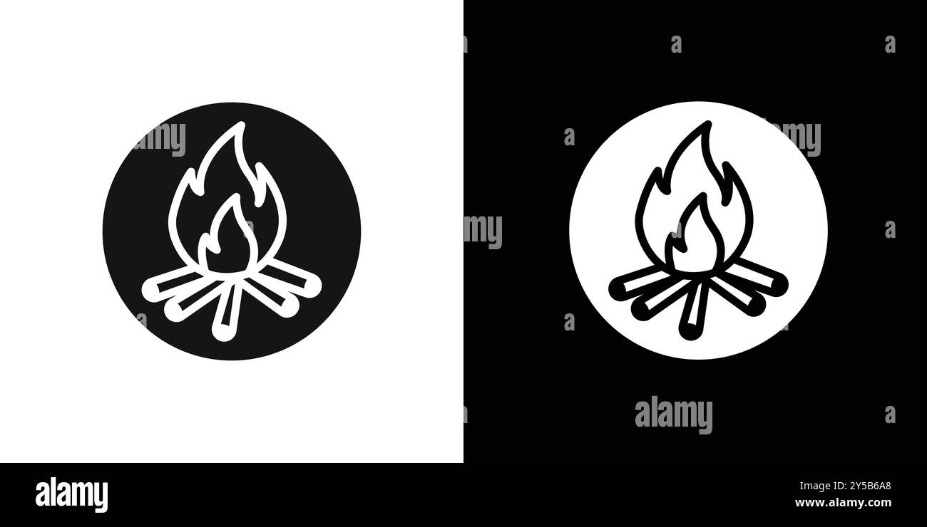Campfire icon vector logo set collection or bundle pack group Stock Vector