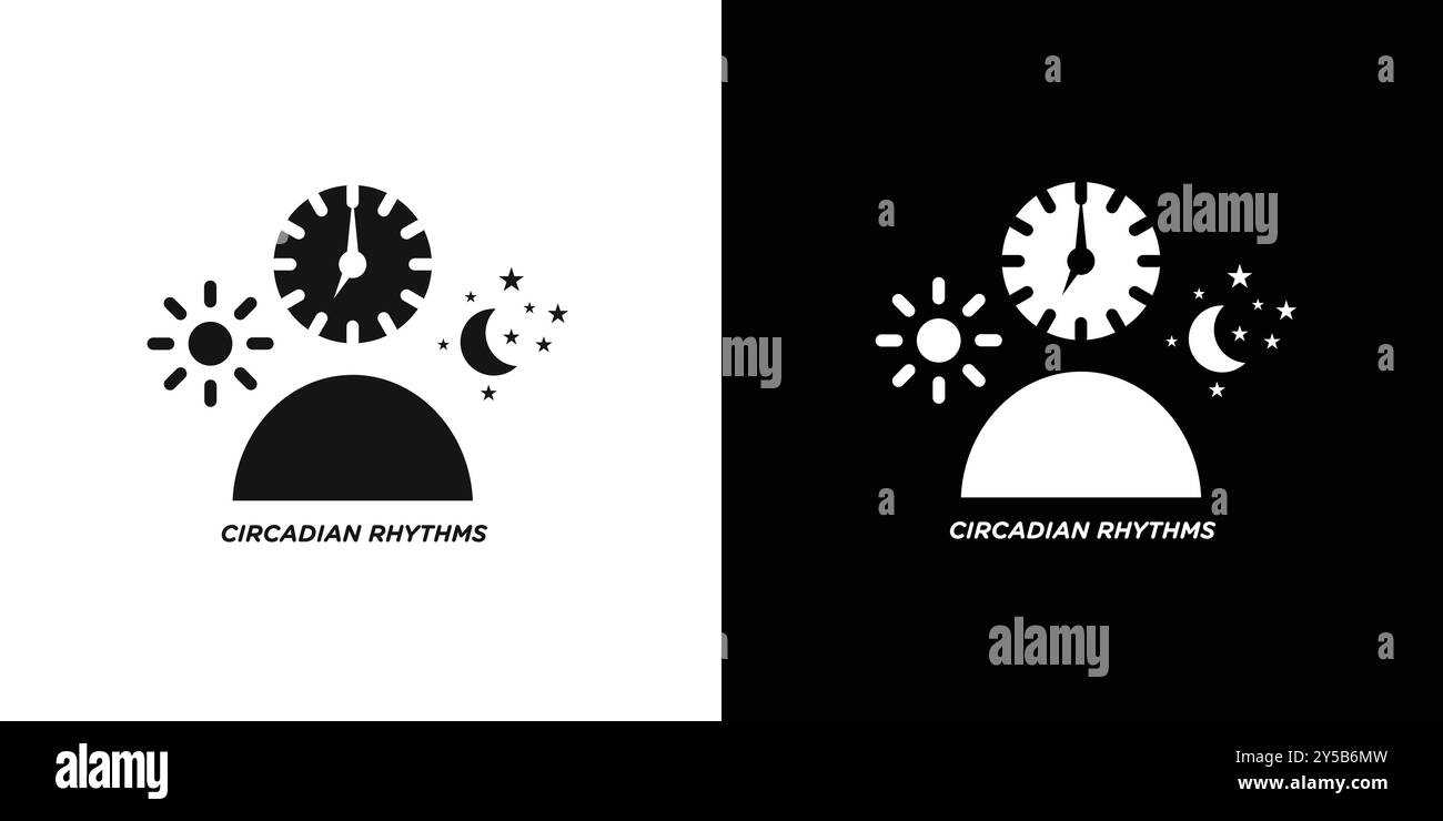 Circadian rhythms icon vector logo set collection or bundle pack group Stock Vector
