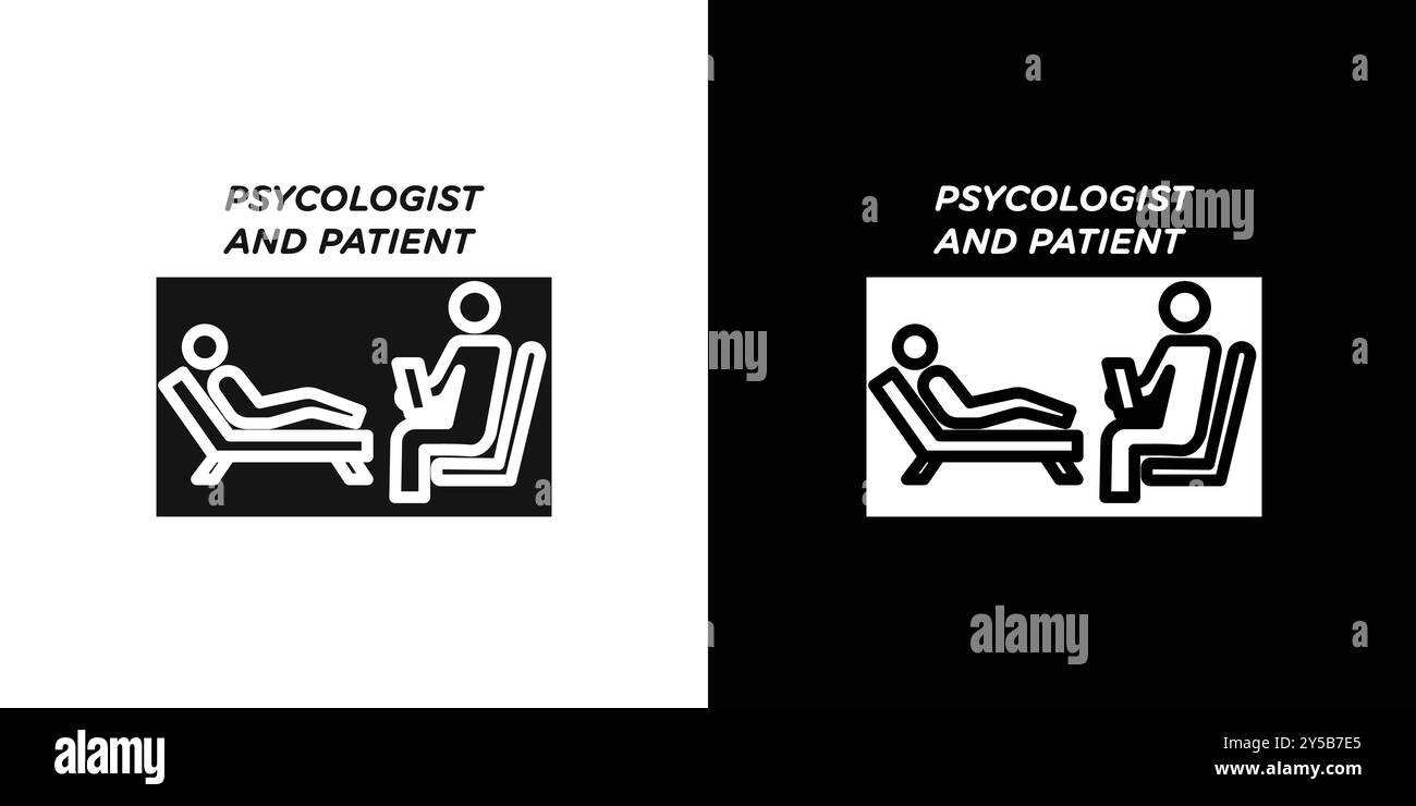 psychologist and patient icon vector logo set collection or bundle pack group Stock Vector