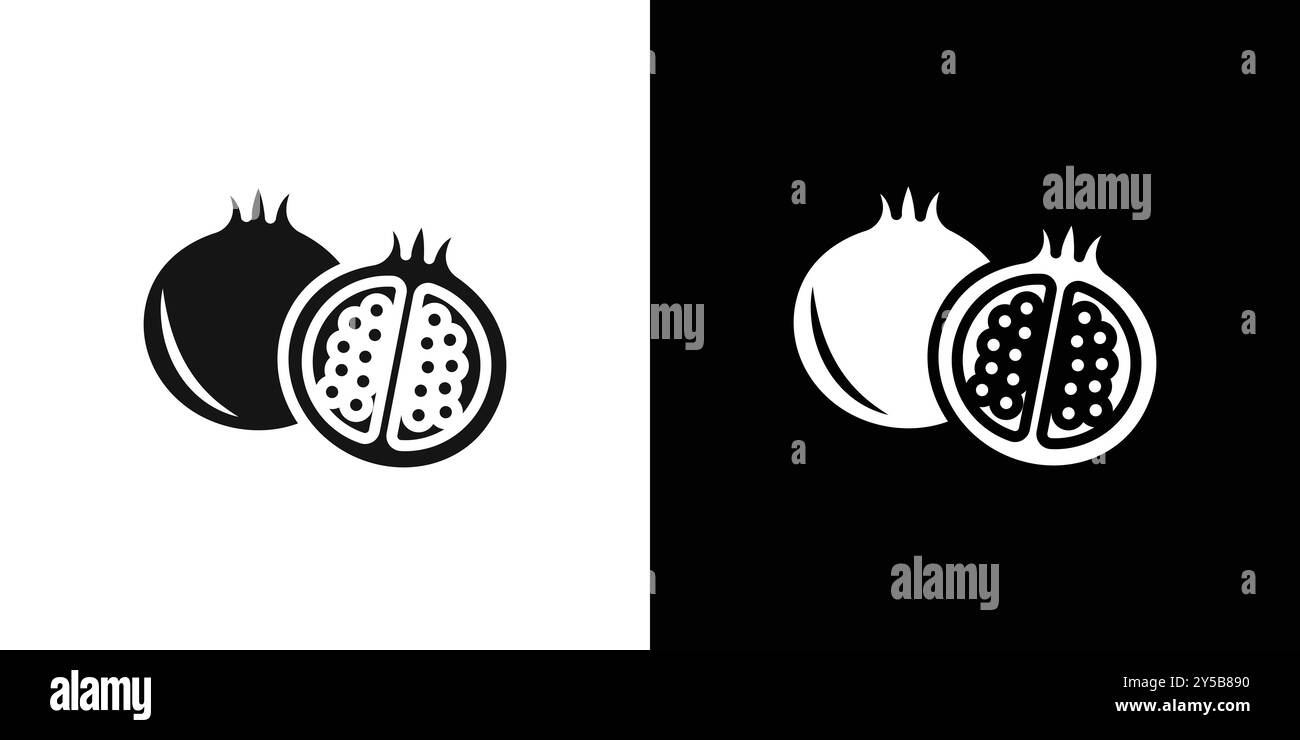 pomegranate icon vector logo set collection or bundle pack group Stock Vector