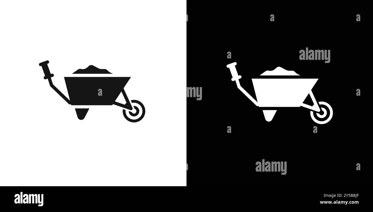 wheelbarrow unloading icon vector logo set collection or bundle pack group Stock Vector