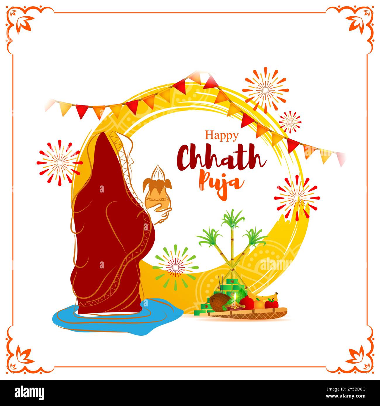 Vector illustration of Happy Chhath Puja social media feed template ...