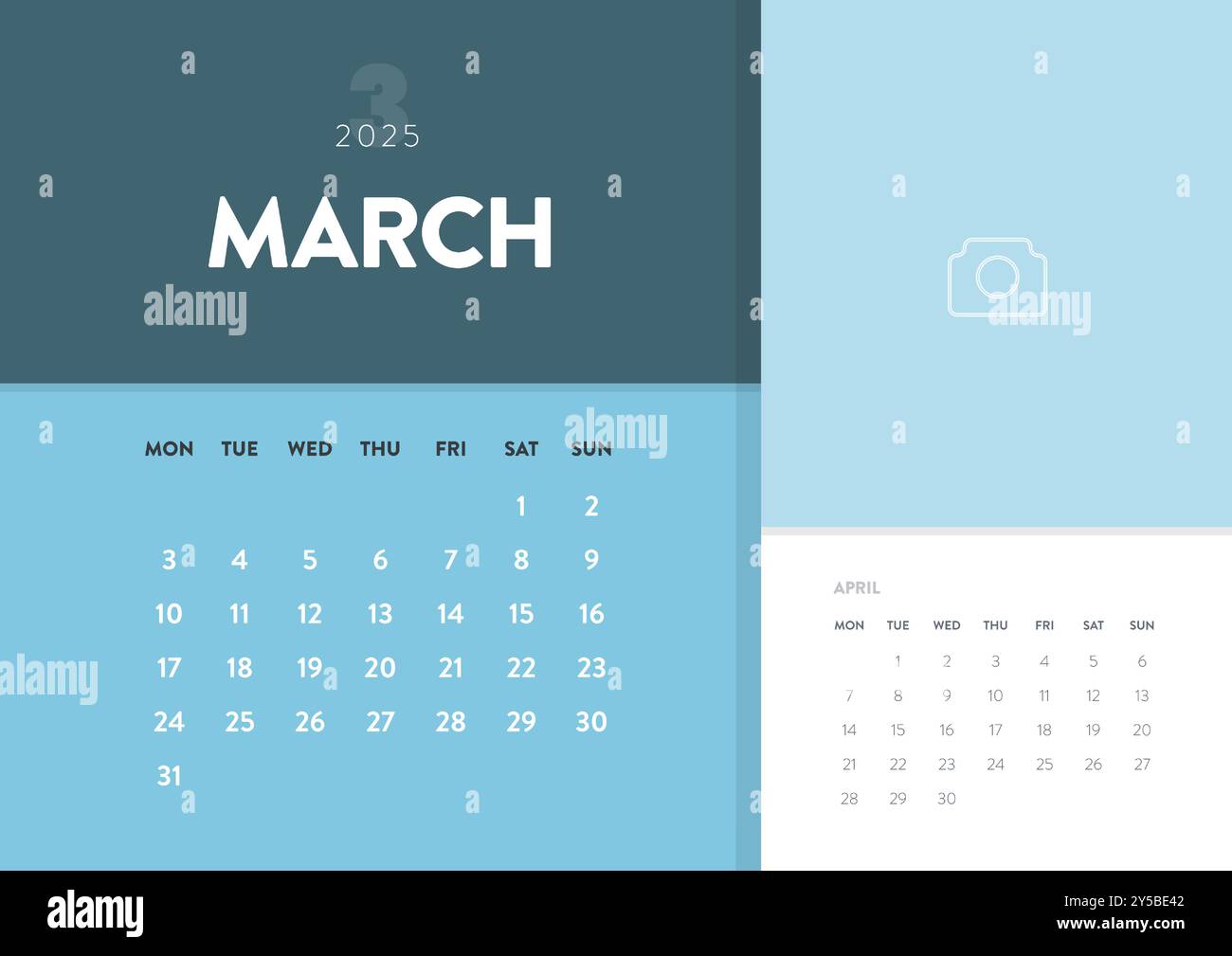 Calendar March 2025 template vector. Desk, wall calender for print ...