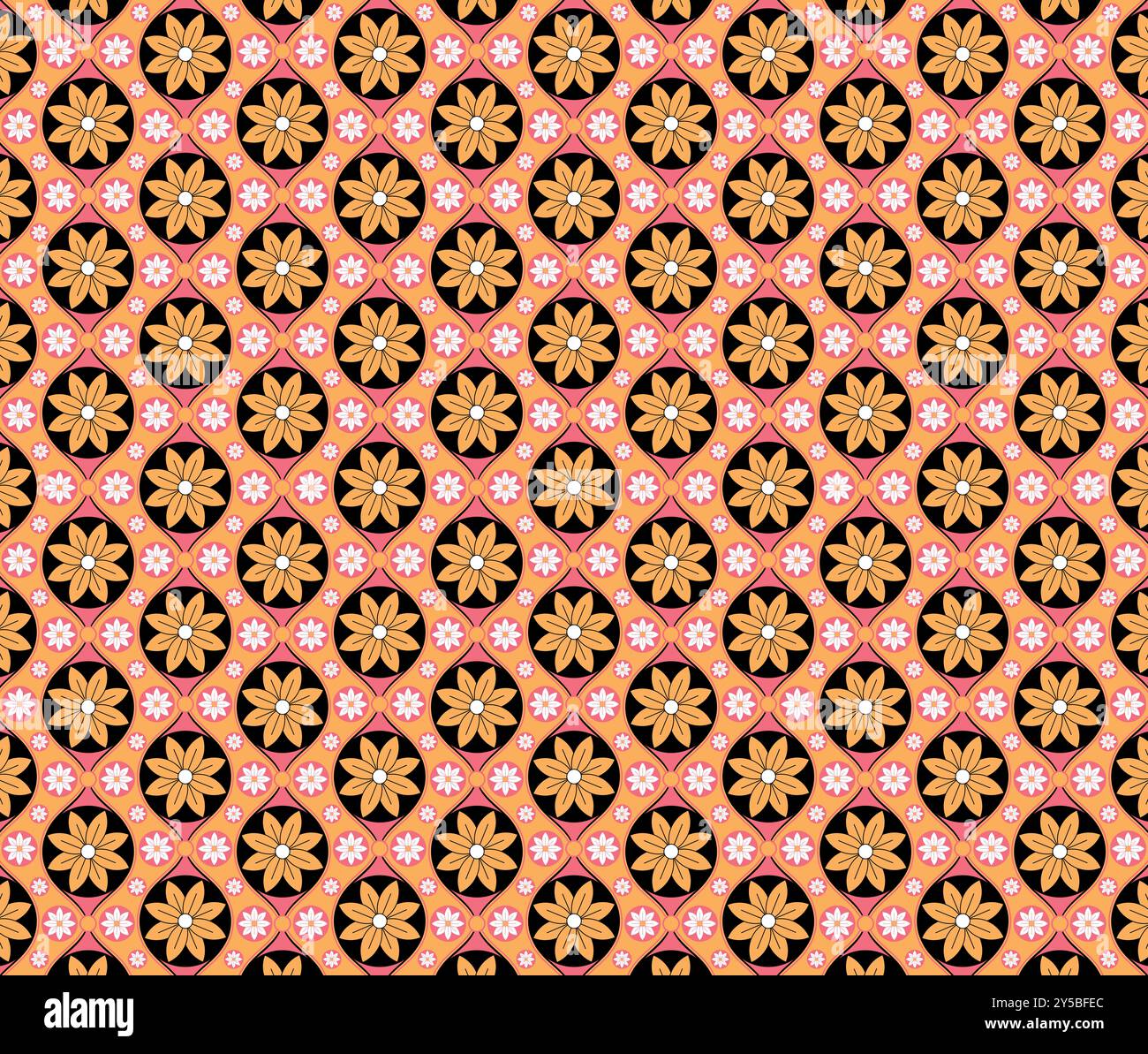 Retro 60s 70s Flower Power - Vintage Hippie Floral Tile Pattern Stock ...