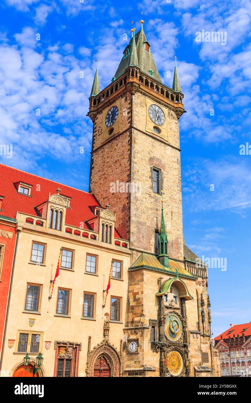 Prague, Czech Republic. Old Town Hall Tower with Astronomical clock. Stock Photo