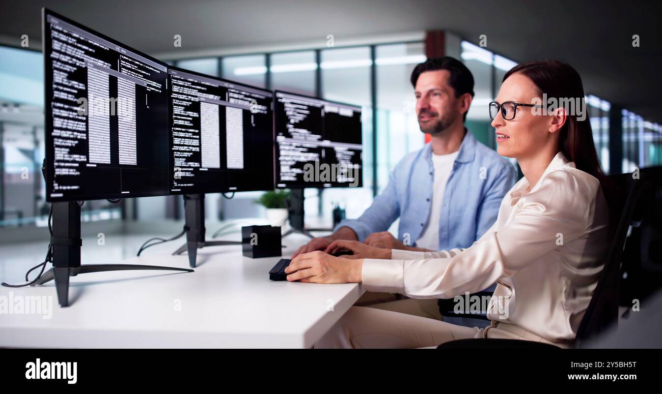Web Developer Coding On Computer To Develop Code Stock Photo - Alamy