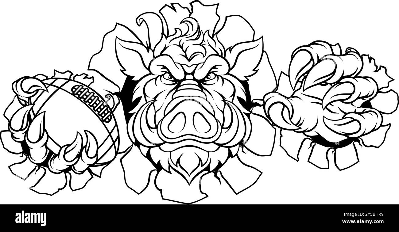 Boar Wild Hog Razorback Warthog Football Mascot Stock Vector Image