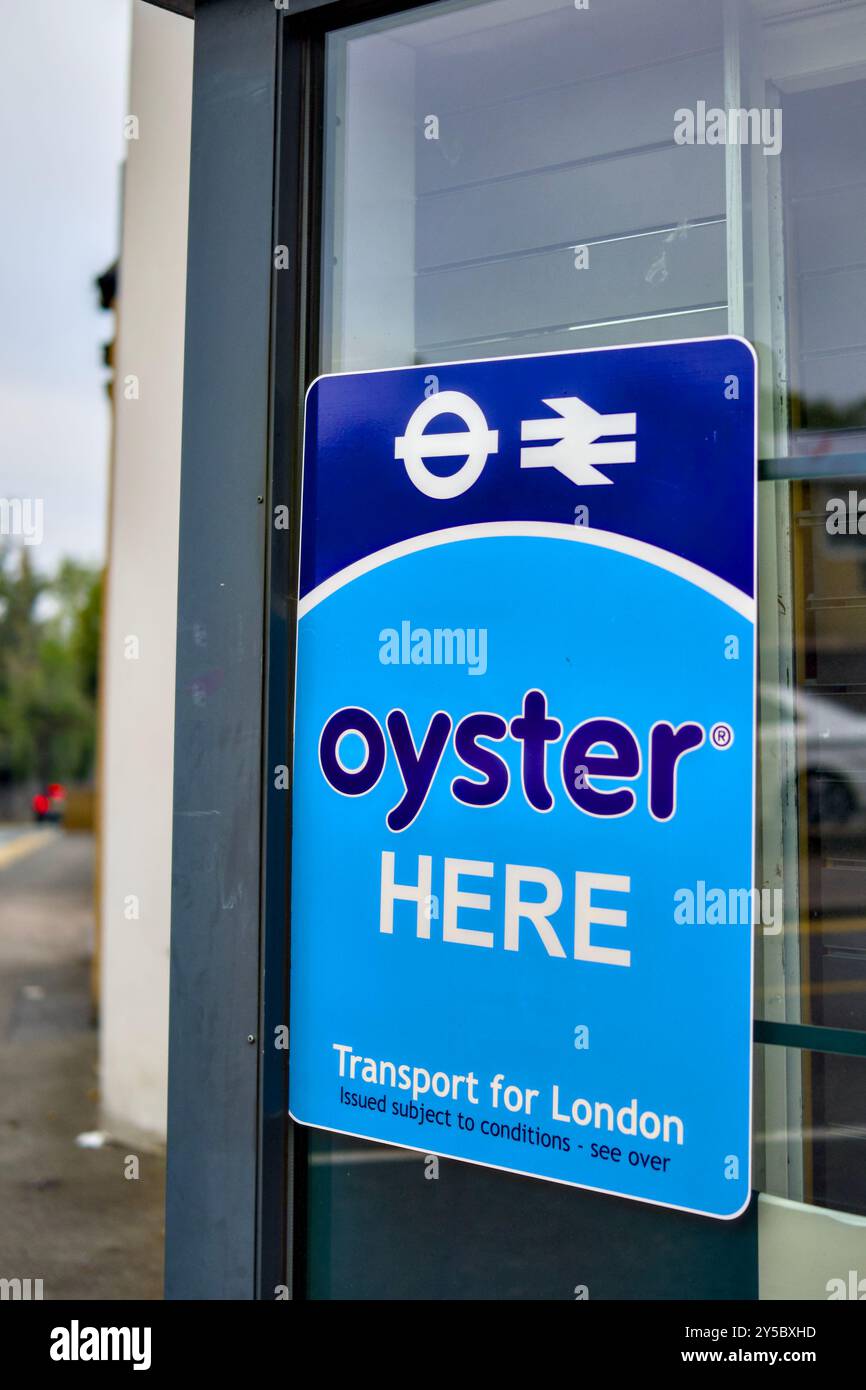 Oyster Here Sign Shop Window, Oxhey, Watford, Hertfordshire, England, U ...