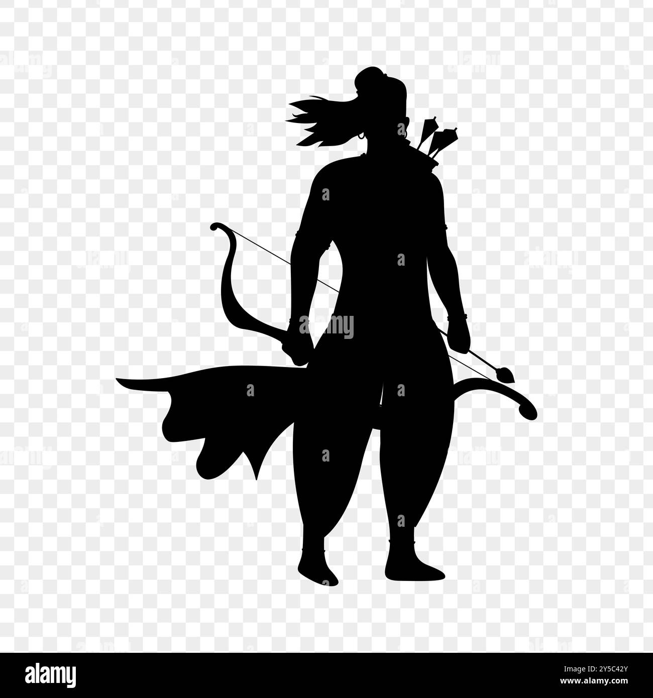 Vector illustration of lord Ram silhouette on transparent background Stock Vector