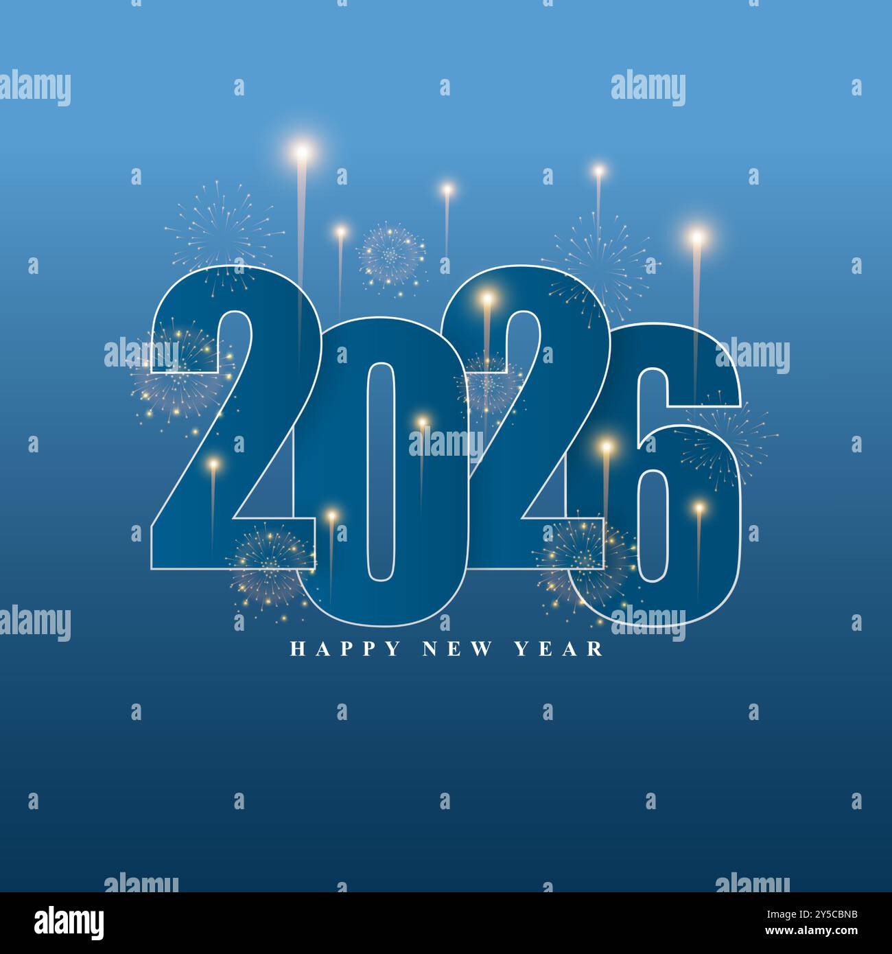 Vector illustration of Happy New Year 2026 social media feed template