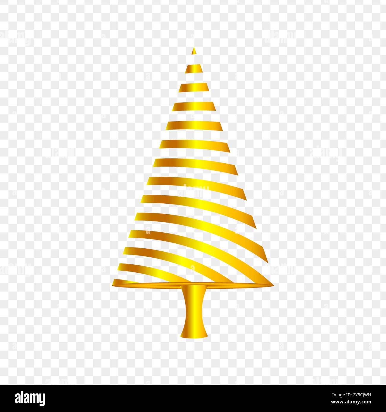 Vector illustration of golden abstract Christmas Tree on transparent ...