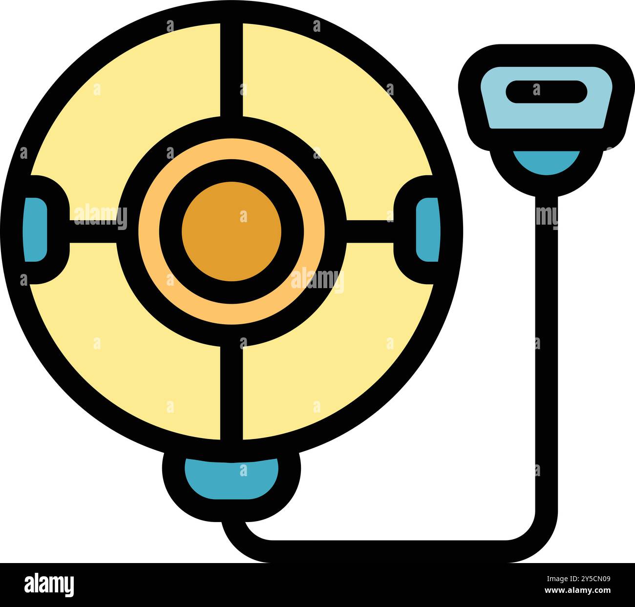 Robot using charging station icon, thin line style, suitable for future technology themes Stock Vector