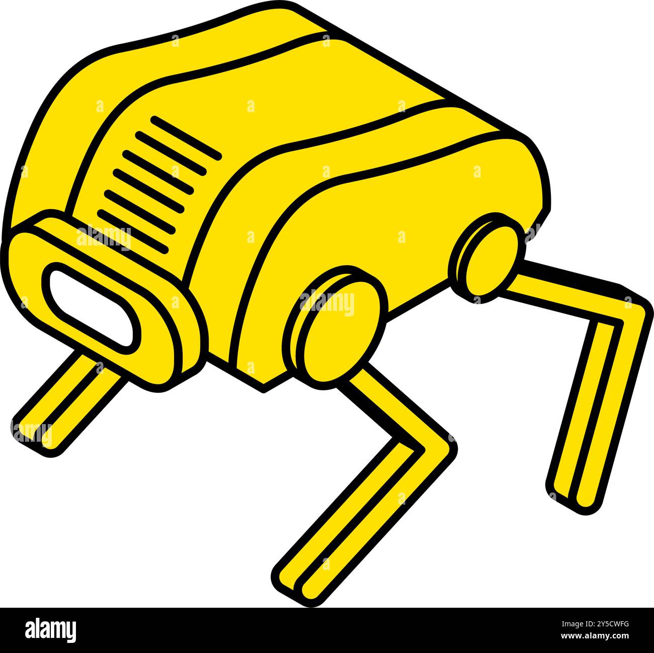 Simple line drawing of an unmanned spacecraft quadruped robot, isometric illustration, Vector Illustration Stock Vector