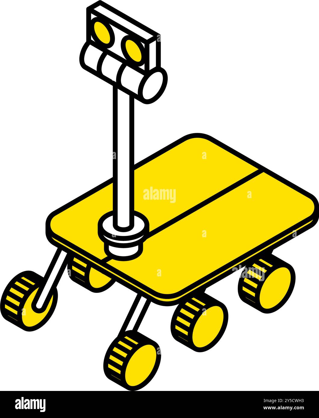 Simple line drawing of an unmanned spacecraft, isometric illustration, Vector Illustration Stock Vector