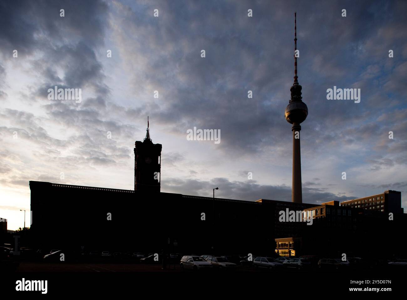 The striking silhouettes of Berlin's City Hall and Television Tower ...