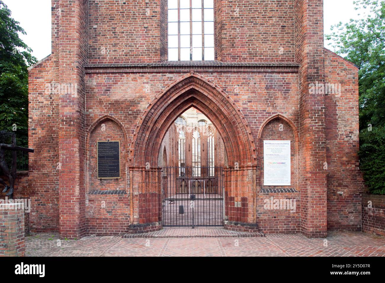 The Franciscan Monastery ruins in Berlin showcase stunning architecture and cultural heritage in the fading light. Stock Photo