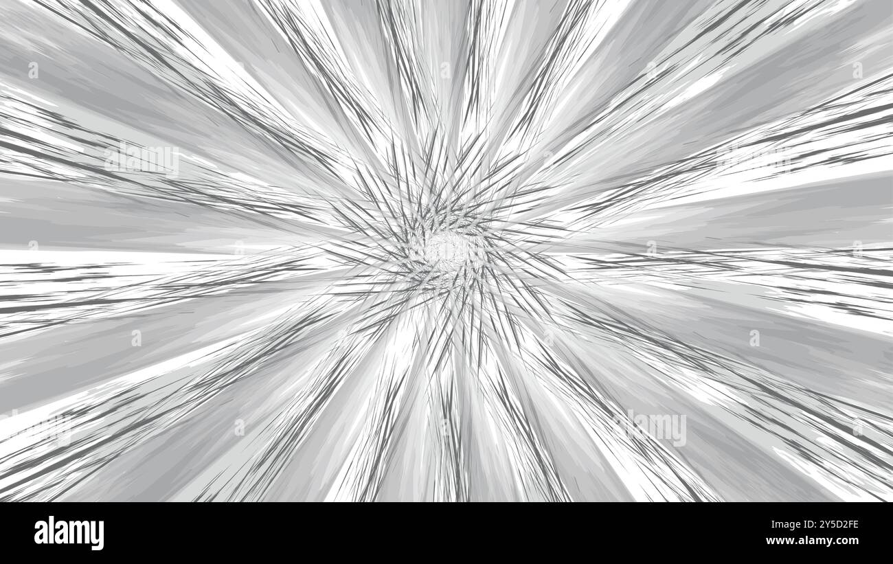 Abstract  scribble monochromatic starburst with mandala pattern. Black and white psychedelic hypnotic background Stock Vector