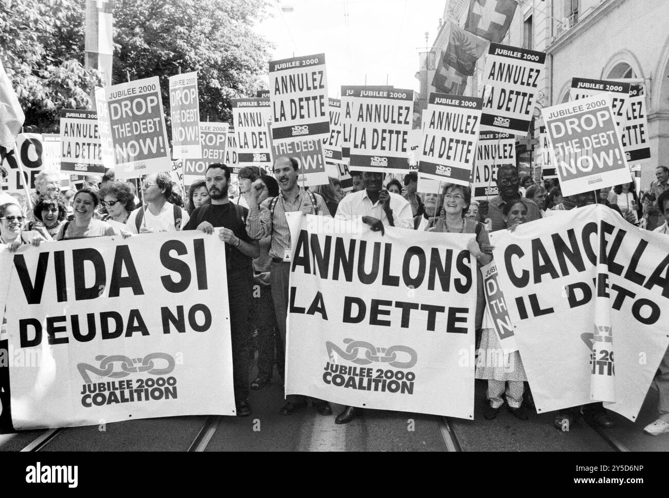 Geneva (Switzerland) June 6, 2000, demonstration by Jubilee 2000, an ...