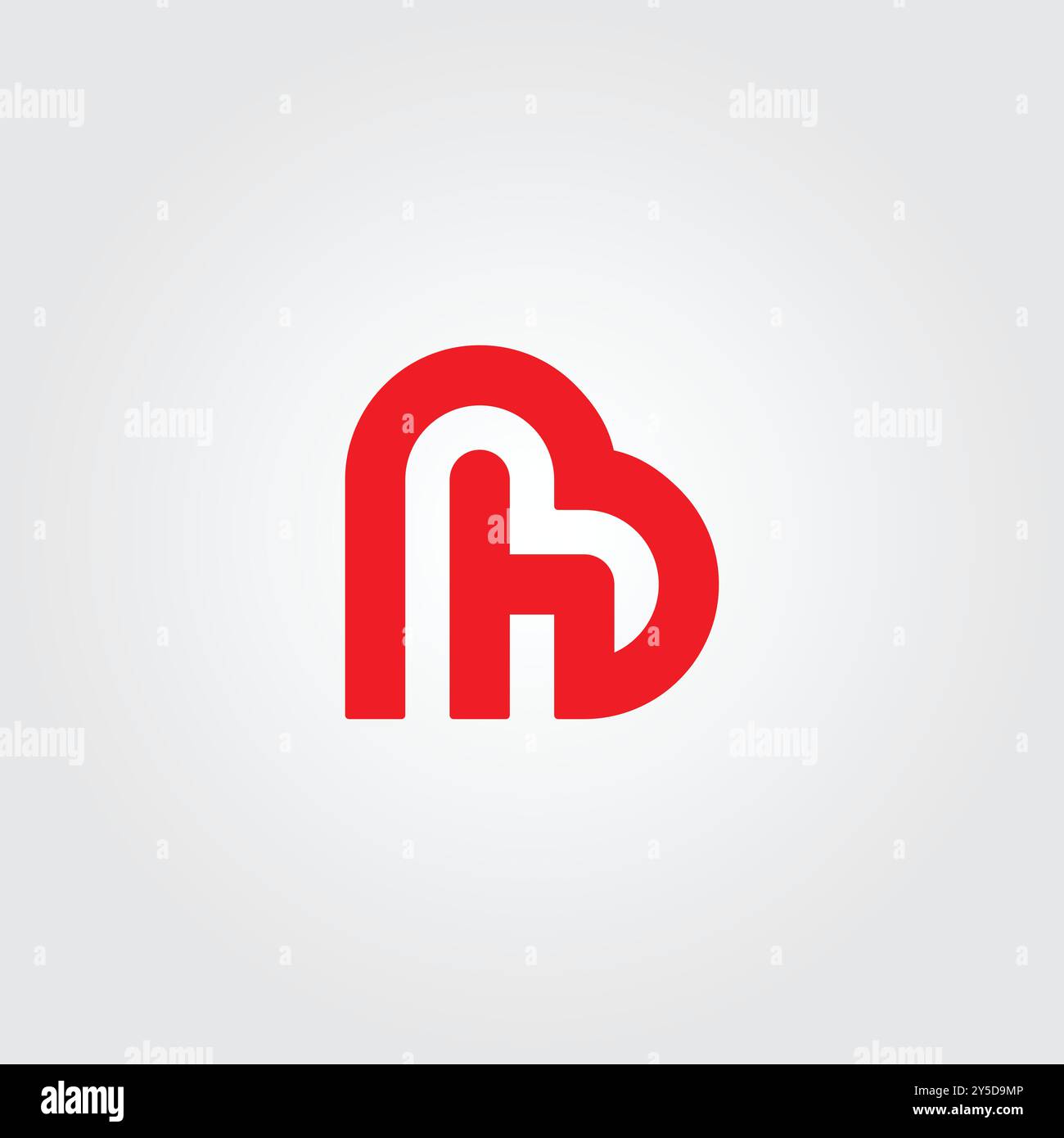 Heart Shape Vector Logo Design for Initial Letter BH Stock Vector