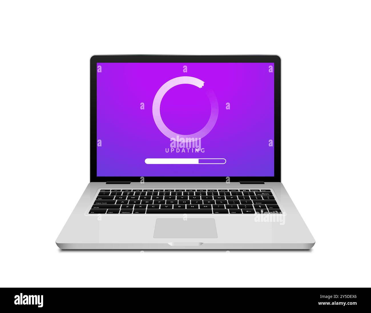 Laptop updating software progress. Computer update screen with progress ...