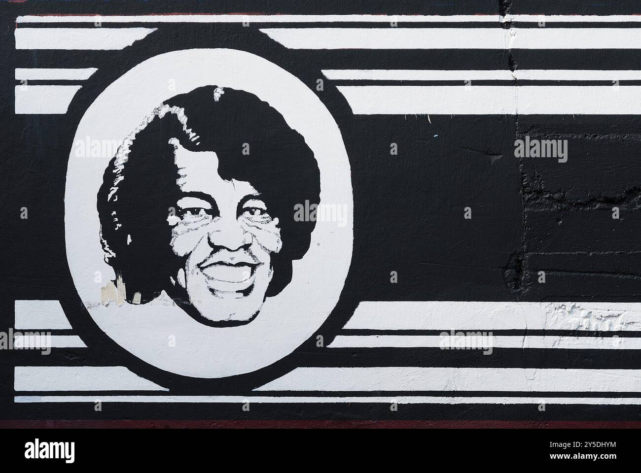 James brown stencil grafitti painted face street art in reykjavik iceland Stock Photo