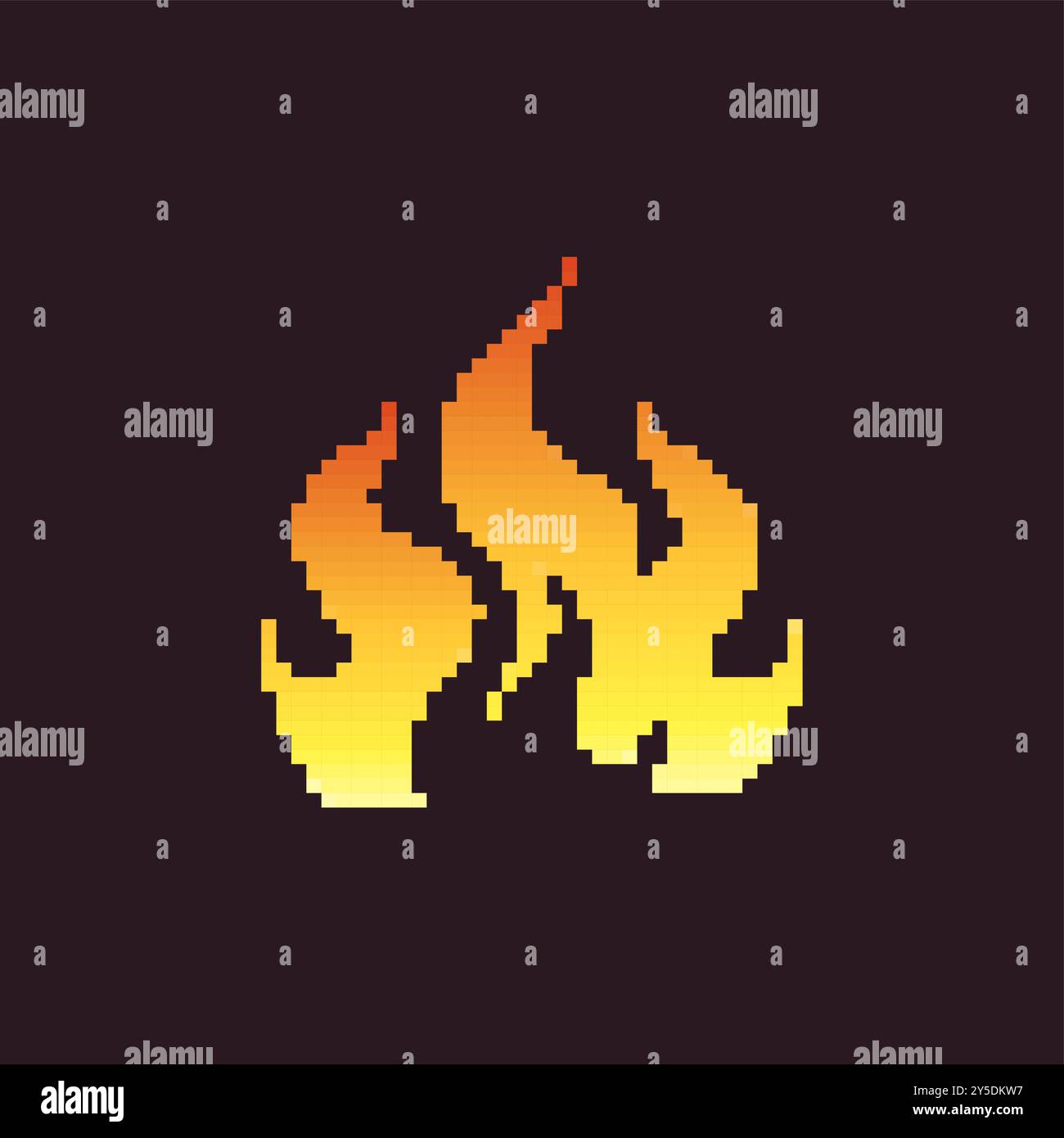 Pixel fire icon. Retro-style flame graphic orange and yellow gradient ...