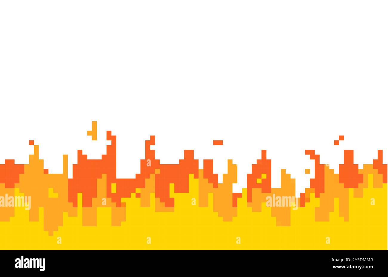 Pixelated fire illustration. Simple pixel art of orange and yellow ...