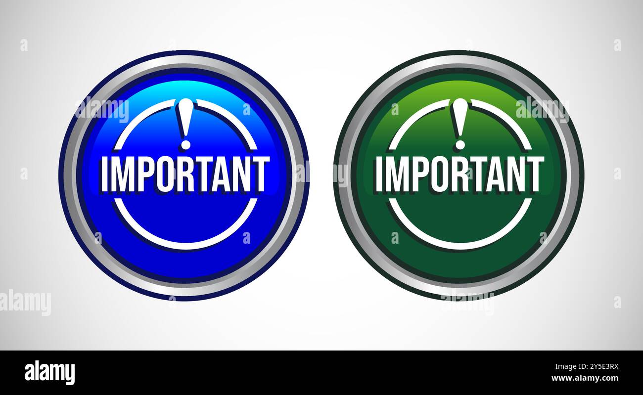 Important icon Button Set Design Illustration. Warning and exclamations ...