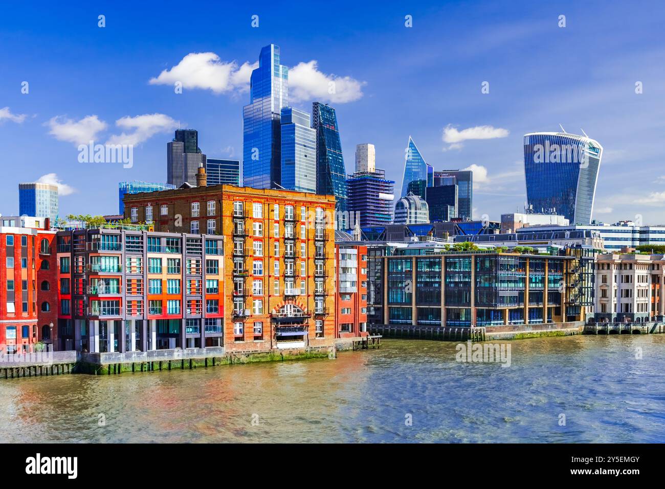 London, United Kingdom. Skyline view of the famous City, Thames River - England, Great Britain travel destination. Stock Photo