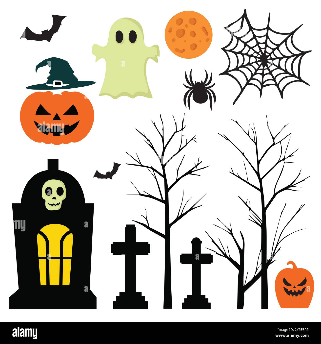 Halloween elements collection.Vector illustration Stock Vector Image ...