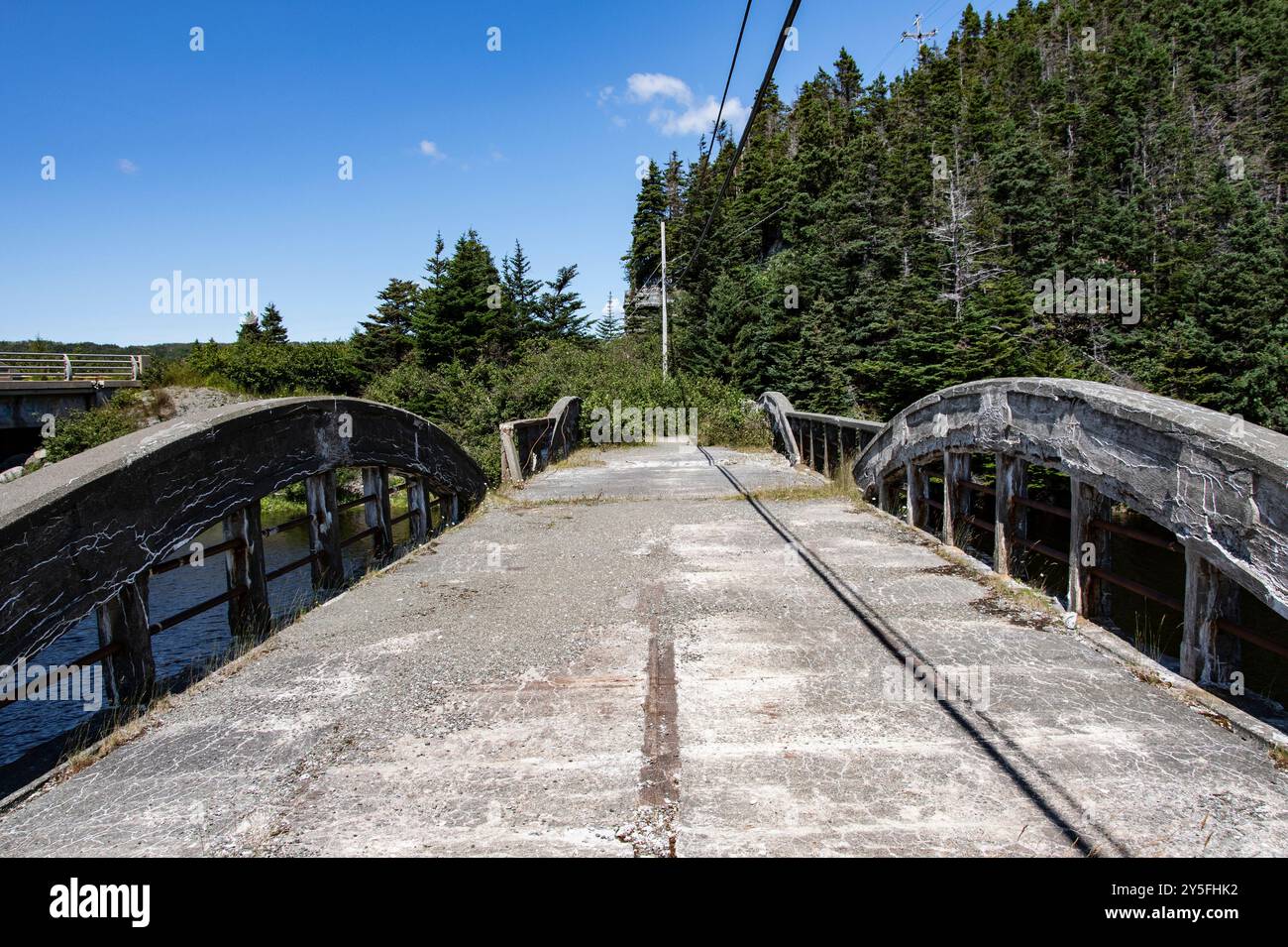 Labrador Bridge Crumbling deck on the abandoned dilapidated bridge on NL 90 in Forest ...