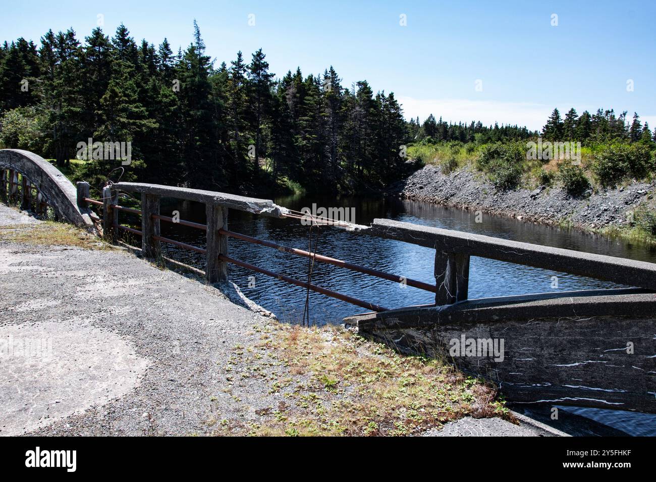 Labrador Bridge Crumbling railing on the abandoned dilapidated bridge on NL 90 in ...