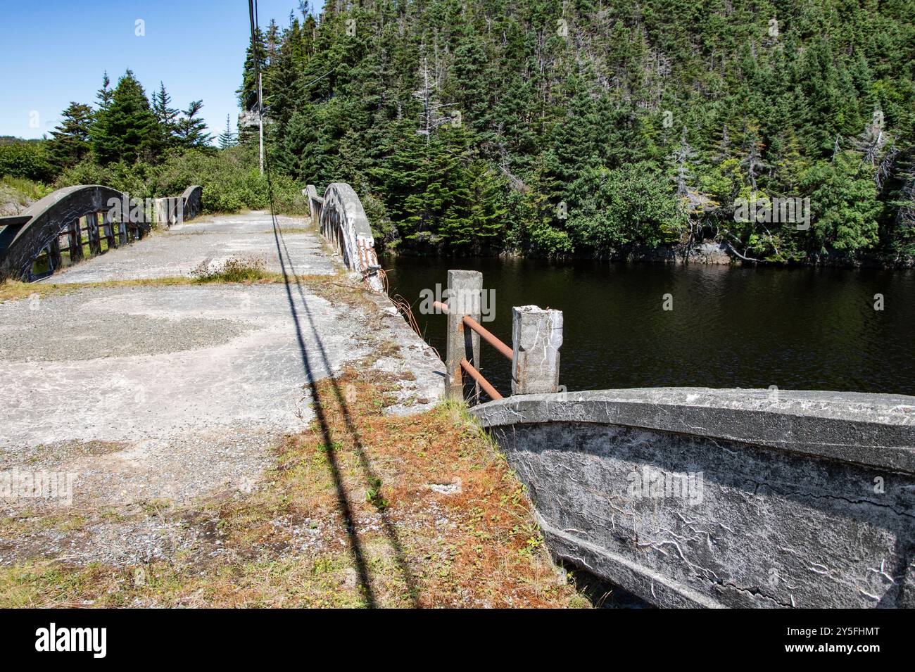 Labrador Bridge Crumbling deck on the abandoned dilapidated bridge on NL 90 in Forest ...