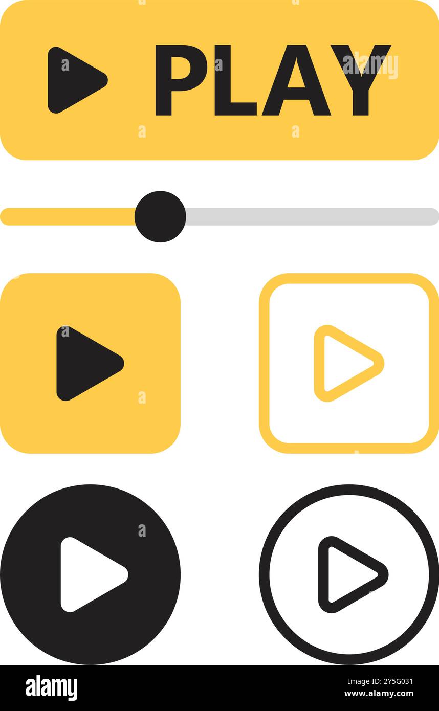 Play button icon in flat style. Music player vector illustration on ...