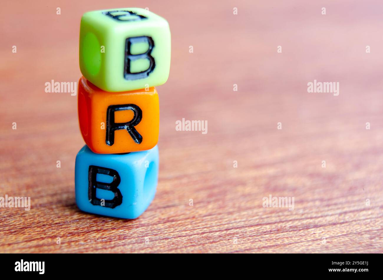 BRB text represent Be Right Back on wooden with customizable space for ...