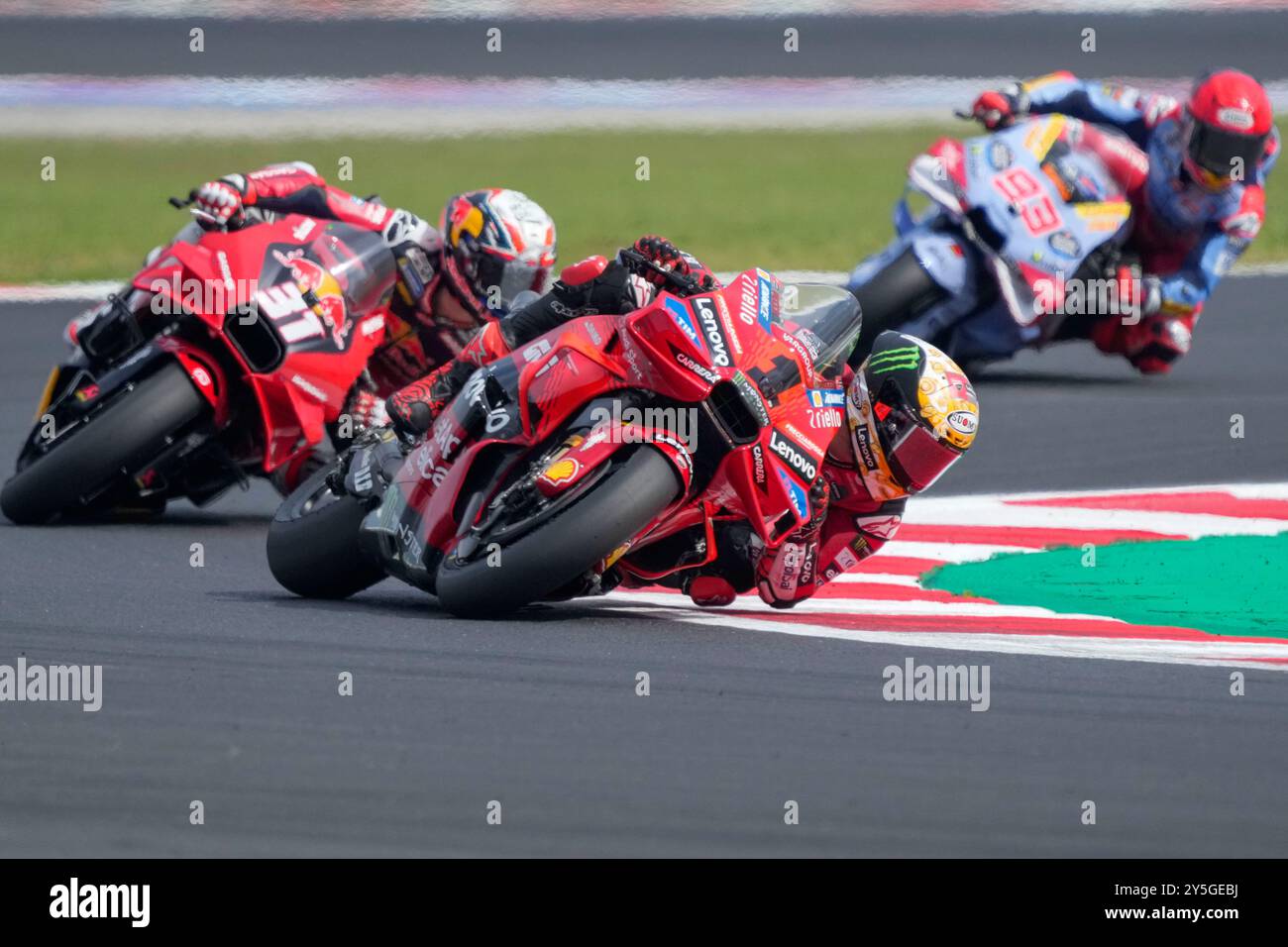 Italian rider Francesco Bagnaia of the Ducati Lenovo Team steers his ...