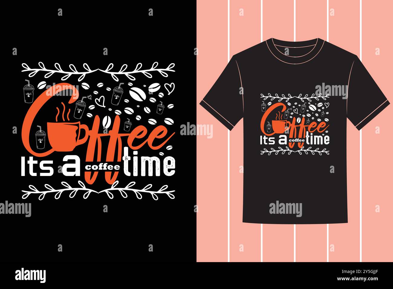 Coffee Typography Vector Tshirt Design Illustration with Custom Tshirt Images Stock Vector