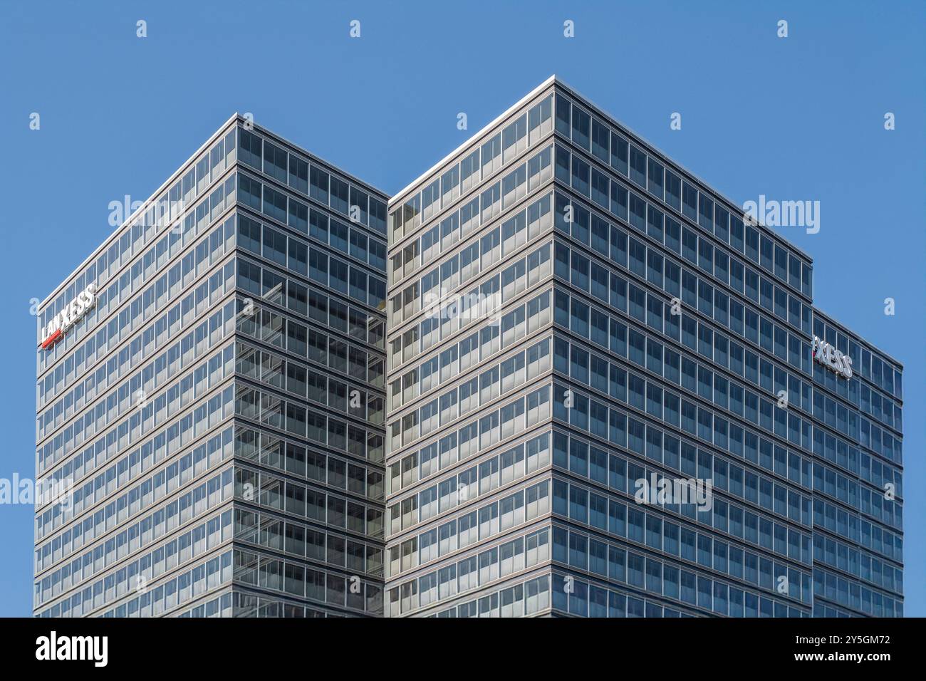 LANXESS AG headquarters in Cologne-Deutz. The specialty chemicals group was created in 2004 through the spin-off from Bayer AG. Stock Photo