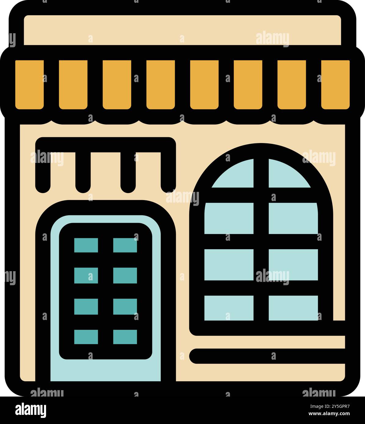 Simple vector illustration of a small business storefront facade with ...