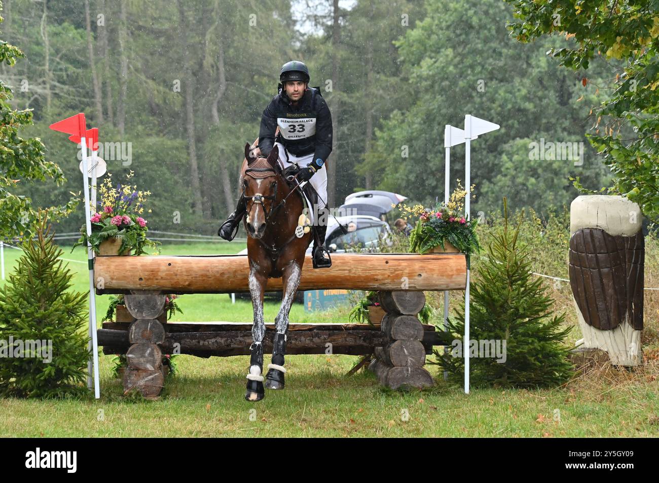 Sam Gillespie on But Not Till Now, cross country phase ofthe CCI4* -L competition, Blenheim Palace International Horse Trials 2024, Blenheim Palace, W Stock Photo