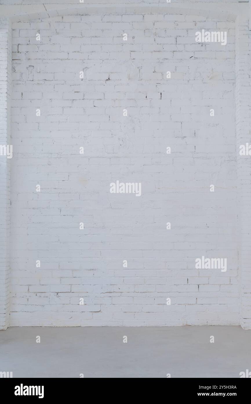 Abstract white brick wall texture for pattern background. Stock Photo
